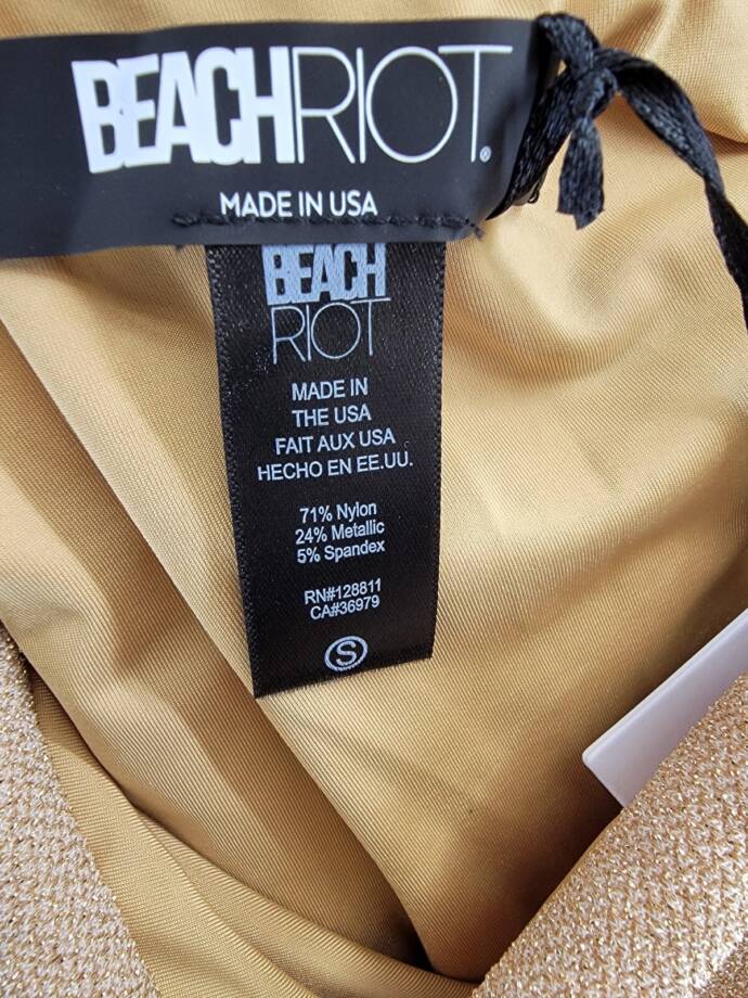Beach Riot Celine One Shoulder Cutout One Piece Swimsuit Women's S Gold Pull On