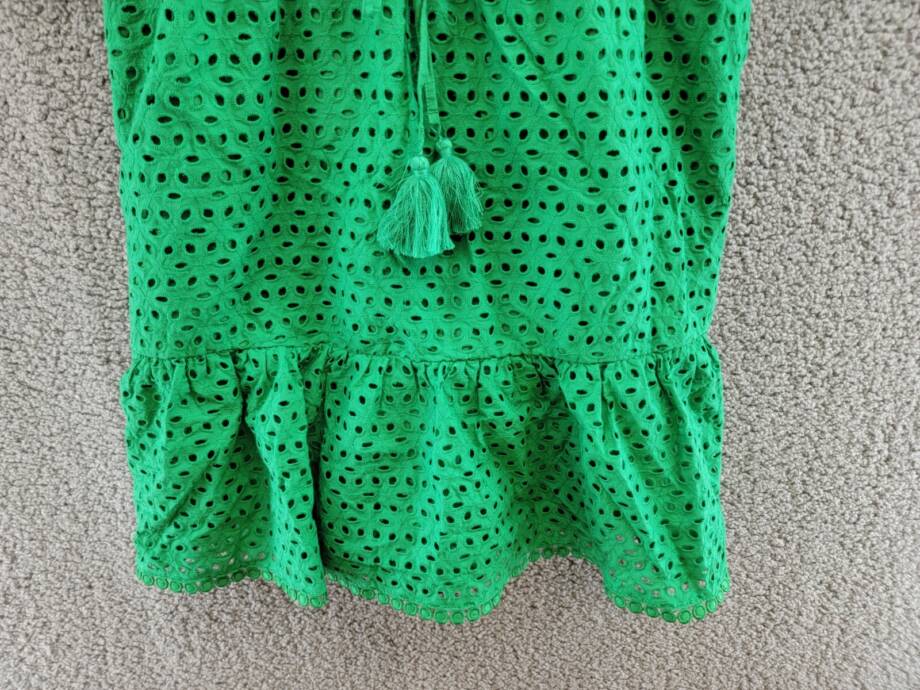Vince Camuto Eyelet Tasseled-Drawstring Dress Women's 12 Green Pullover Style