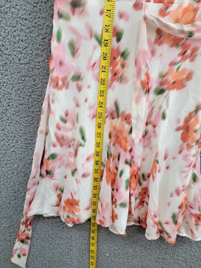 DKNY Printed Flutter-Sleeve Tie-Waist Dress Women's 2 Multicolor Back Zip S/S