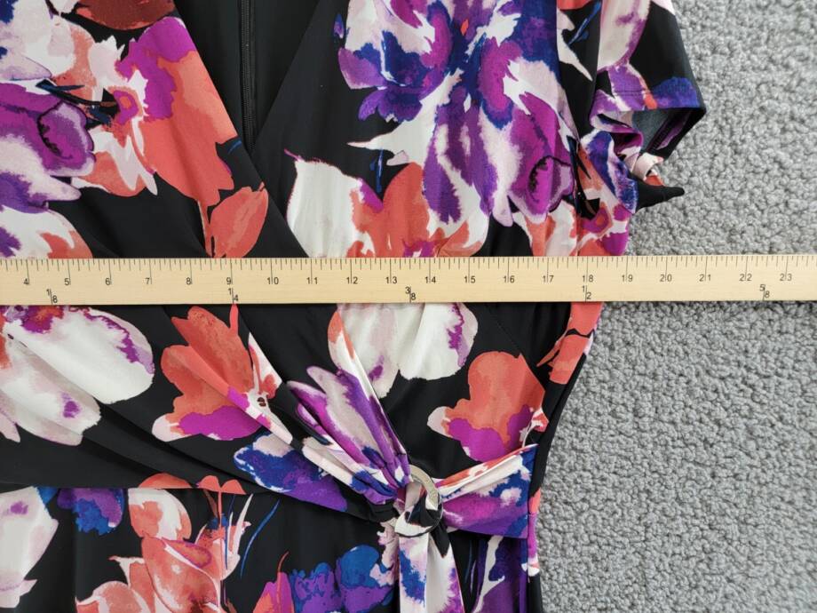 Lauren Ralph Lauren Floral Stretch Jersey Surplice Dress Women's 12 Multi Zip Up
