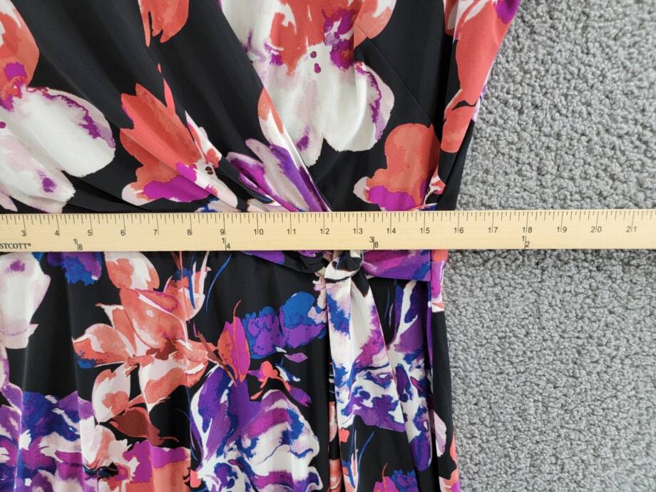 Lauren Ralph Lauren Floral Stretch Jersey Surplice Dress Women's 12 Multi Zip Up