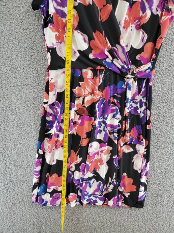 Lauren Ralph Lauren Floral Stretch Jersey Surplice Dress Women's 12 Multi Zip Up