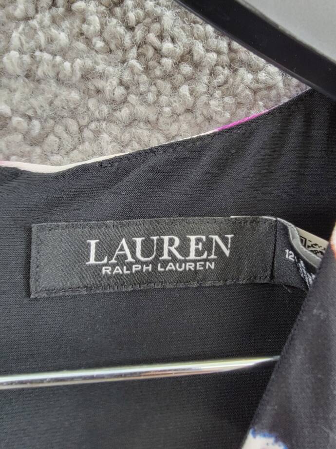 Lauren Ralph Lauren Floral Stretch Jersey Surplice Dress Women's 12 Multi Zip Up