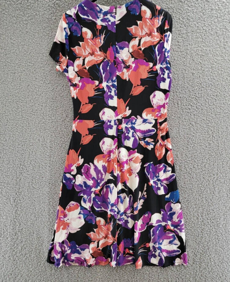 Lauren Ralph Lauren Floral Stretch Jersey Surplice Dress Women's 12 Multi Zip Up