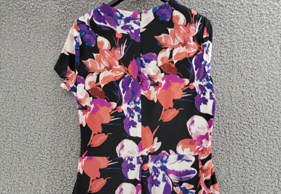 Lauren Ralph Lauren Floral Stretch Jersey Surplice Dress Women's 12 Multi Zip Up