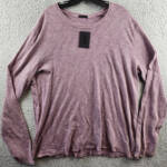 ATM Raw Edge Long Sleeve Tee Men's XL Prune Solid Round Neck Pullover