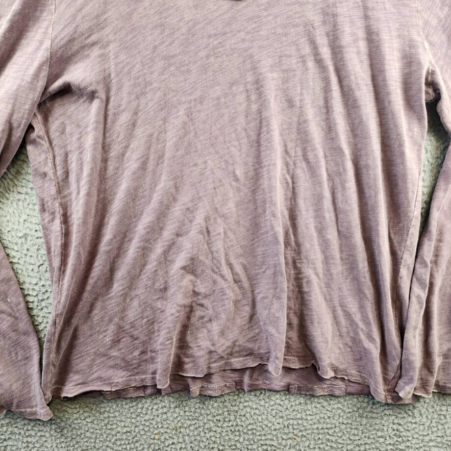 ATM Raw Edge Long Sleeve Tee Men's XL Prune Solid Round Neck Pullover