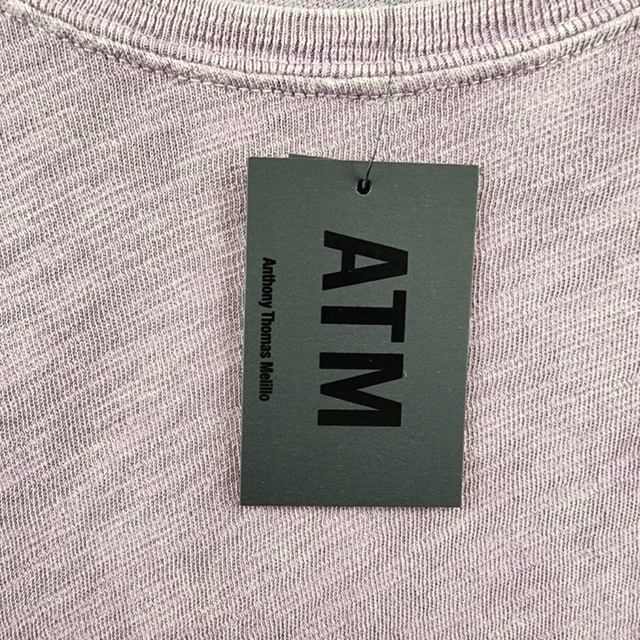 ATM Raw Edge Long Sleeve Tee Men's XL Prune Solid Round Neck Pullover