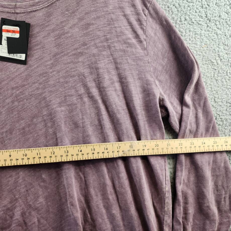 ATM Raw Edge Long Sleeve Tee Men's XL Prune Solid Round Neck Pullover