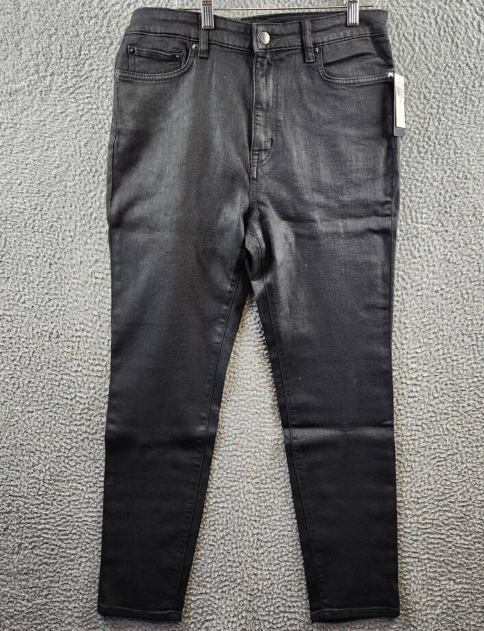 Lauren Ralph Lauren Coated High-Rise Skinny Ankle Jeans Women's 12 Black Zip Fly