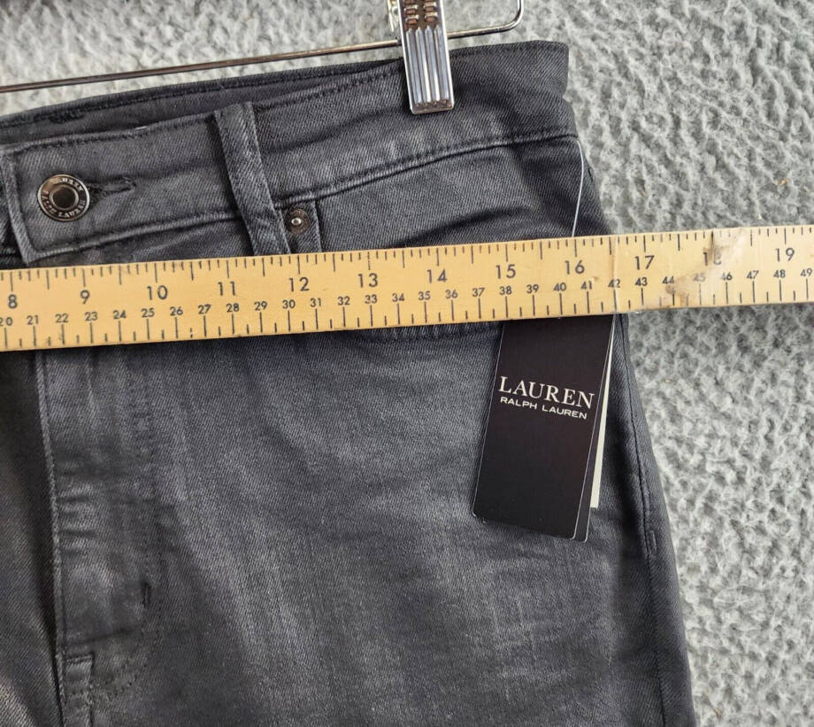 Lauren Ralph Lauren Coated High-Rise Skinny Ankle Jeans Women's 12 Black Zip Fly