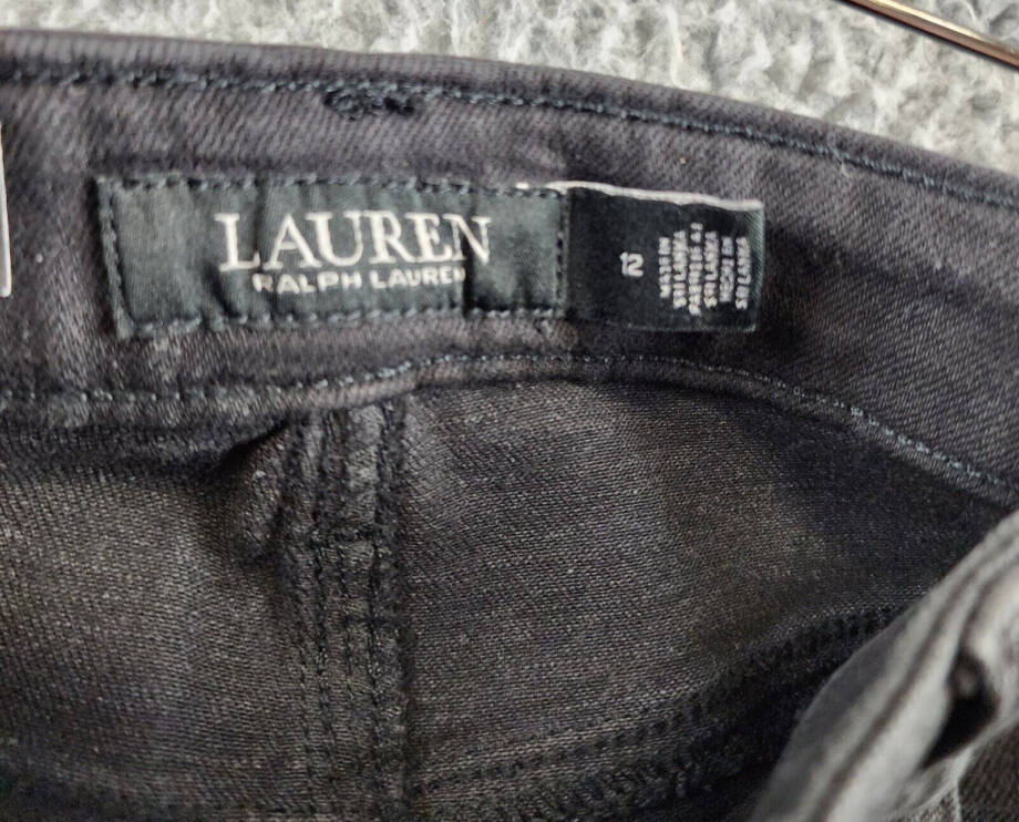 Lauren Ralph Lauren Coated High-Rise Skinny Ankle Jeans Women's 12 Black Zip Fly