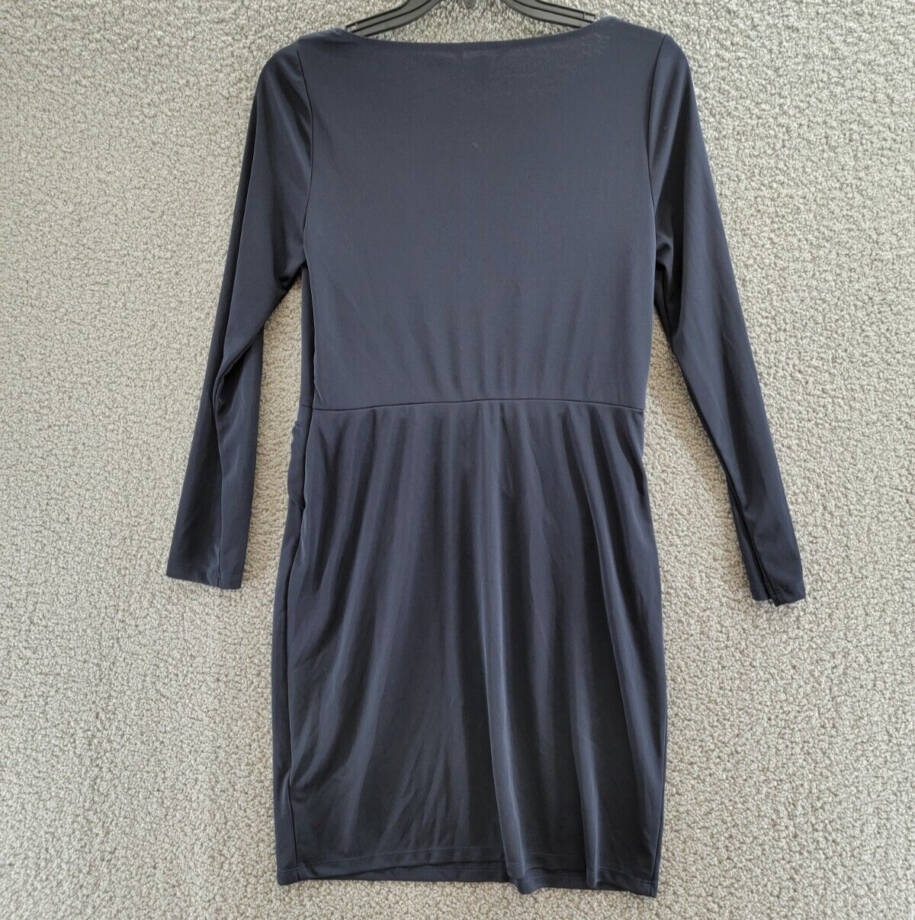 Lauren Ralph Lauren Buckle-Trim Stretch Jersey Dress Women's 10 Navy Long Sleeve