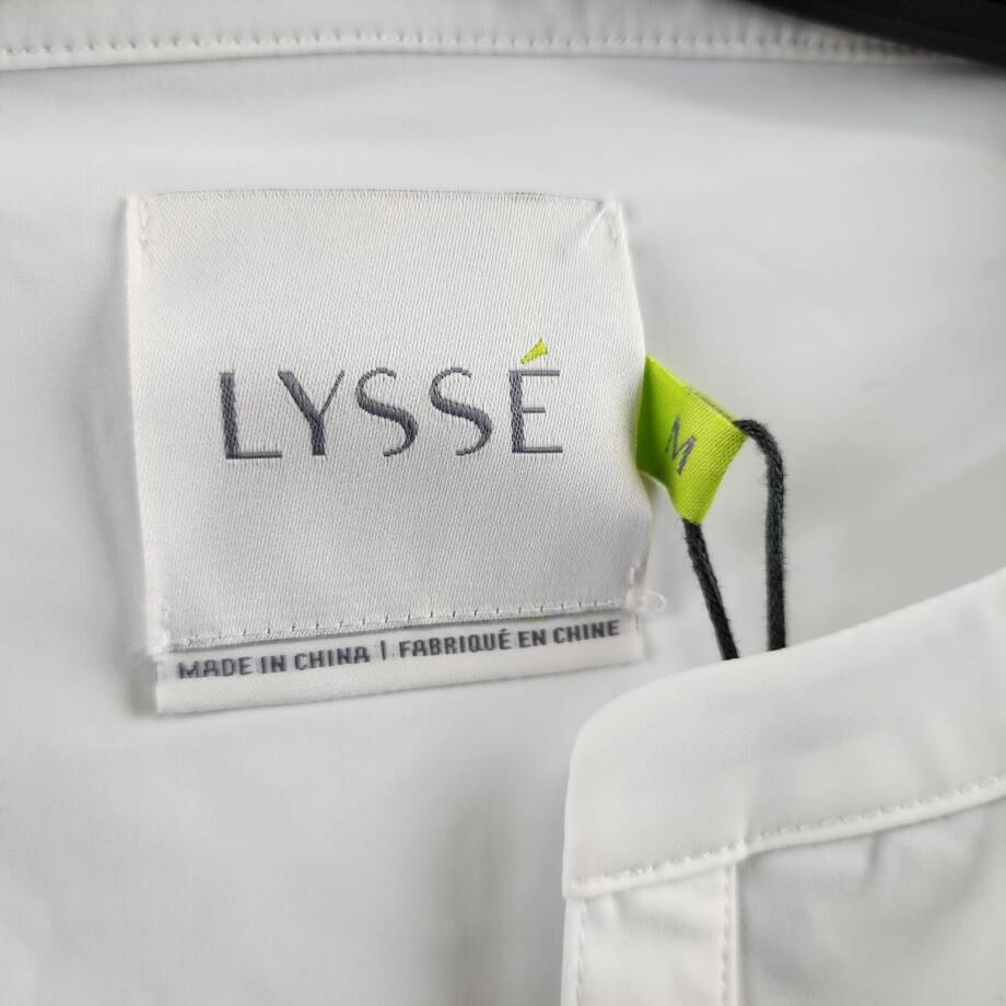 Lyssé Mariella Solid Shirt Women's M White Pullover Styling Elbow Sleeves