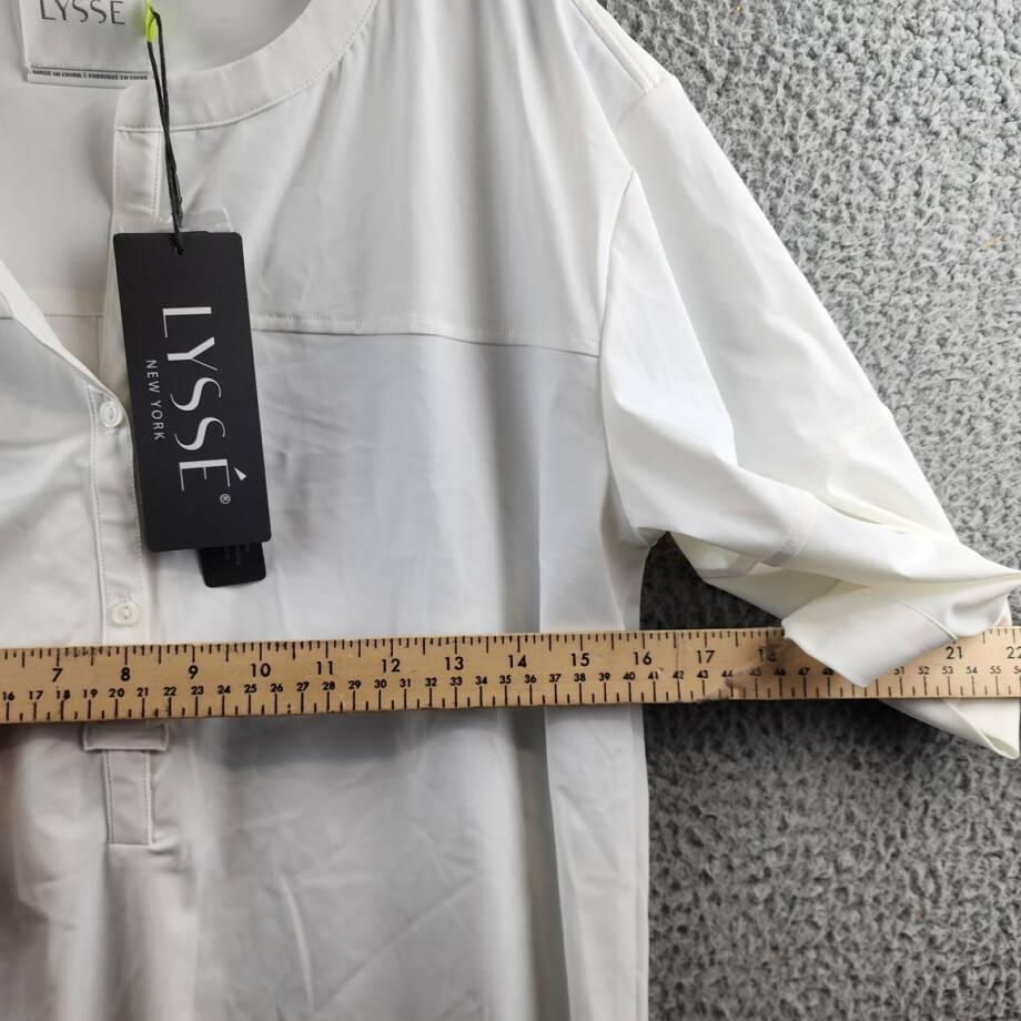 Lyssé Mariella Solid Shirt Women's M White Pullover Styling Elbow Sleeves