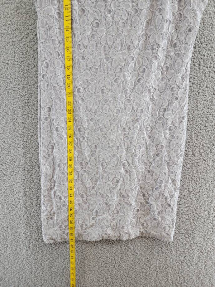 R&M Richards Beaded Neck Lace Dress Women's 16 Ivory Floral Crew Neck Sleeveless