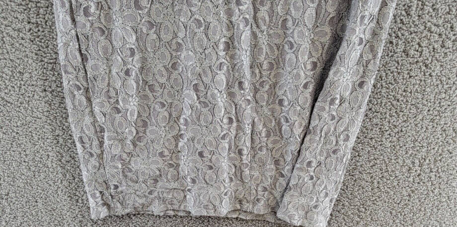 R&M Richards Beaded Neck Lace Dress Women's 16 Ivory Floral Crew Neck Sleeveless