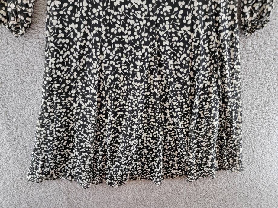 Tommy Hilfiger Floral-Print A-Line Dress Women's 4 Black/White Back Zip Closure