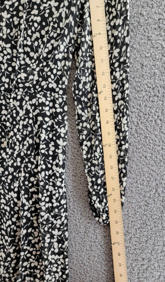 Tommy Hilfiger Floral-Print A-Line Dress Women's 4 Black/White Back Zip Closure