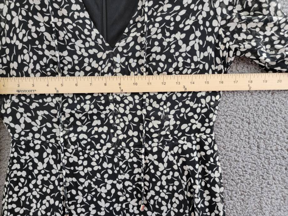 Tommy Hilfiger Floral-Print A-Line Dress Women's 4 Black/White Back Zip Closure