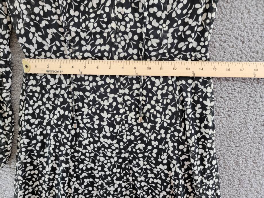 Tommy Hilfiger Floral-Print A-Line Dress Women's 4 Black/White Back Zip Closure