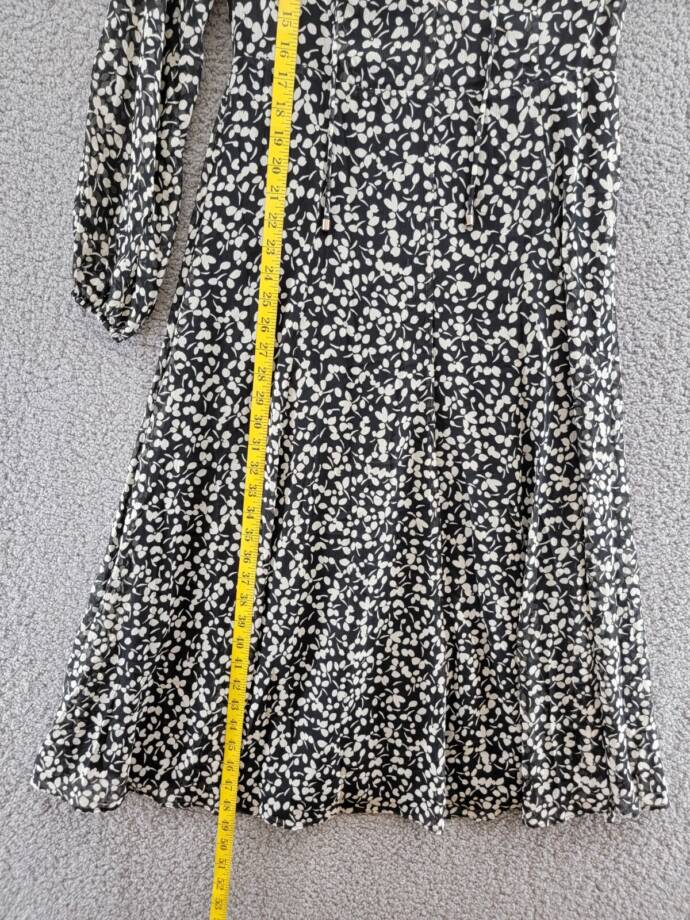 Tommy Hilfiger Floral-Print A-Line Dress Women's 4 Black/White Back Zip Closure