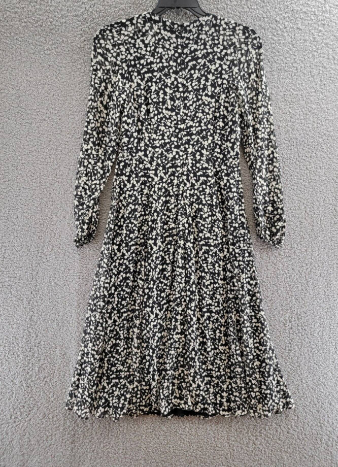 Tommy Hilfiger Floral-Print A-Line Dress Women's 4 Black/White Back Zip Closure