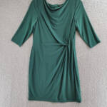Lauren Ralph Lauren Twisted-Knot Jersey Dress Women's 16 Green Back Zipper