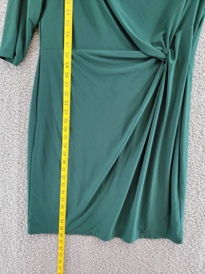 Lauren Ralph Lauren Twisted-Knot Jersey Dress Women's 16 Green Back Zipper