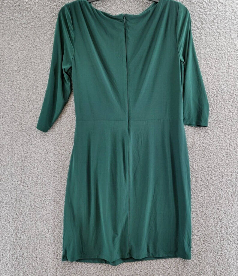 Lauren Ralph Lauren Twisted-Knot Jersey Dress Women's 16 Green Back Zipper