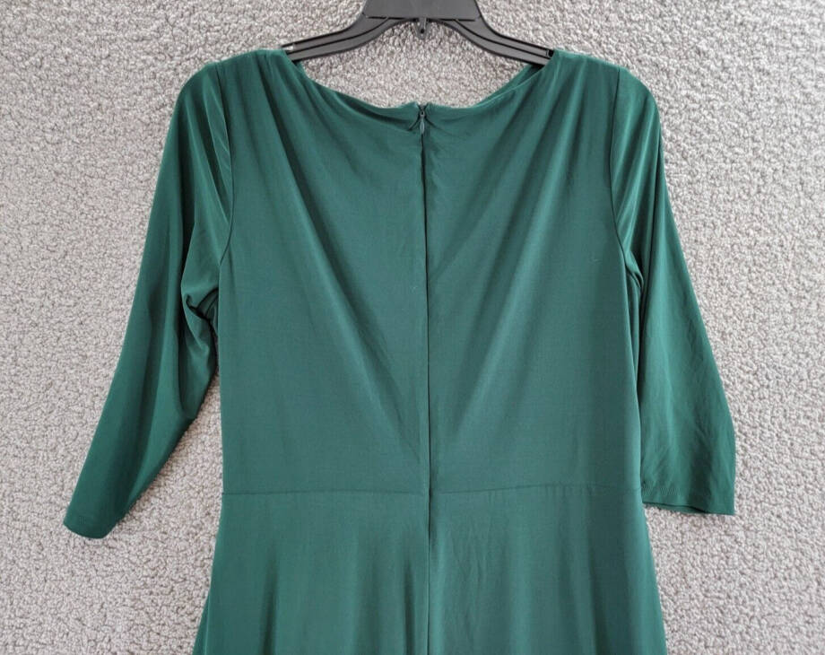Lauren Ralph Lauren Twisted-Knot Jersey Dress Women's 16 Green Back Zipper