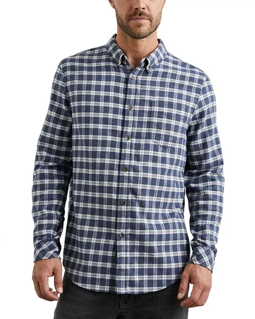 Rails Reid Button Front Shirt Men's M Midnight Grey Melange Pocket Long Sleeve~