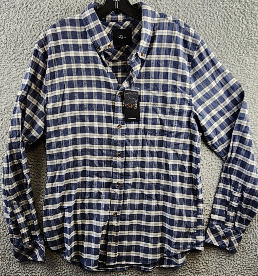 Rails Reid Button Front Shirt Men's M Midnight Grey Melange Pocket Long Sleeve~
