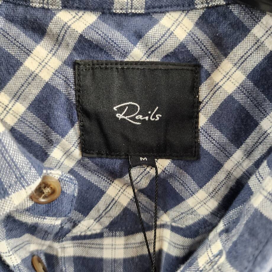 Rails Reid Button Front Shirt Men's M Midnight Grey Melange Pocket Long Sleeve~