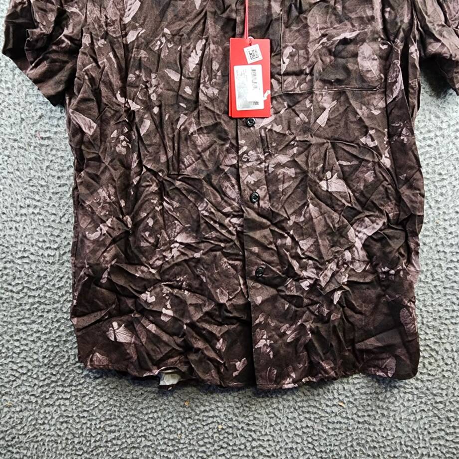 HUGO Ellino Floral Print Relaxed Fit Button Up Camp Shirt Men's L Dark Brown S/S
