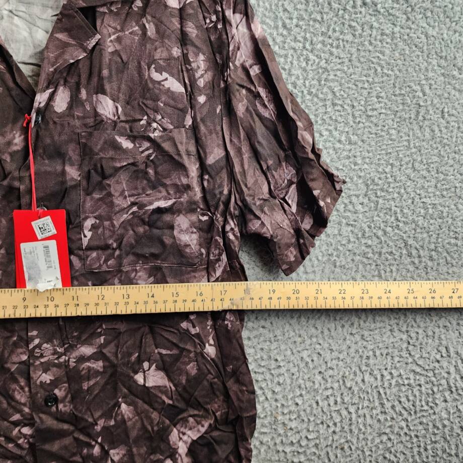 HUGO Ellino Floral Print Relaxed Fit Button Up Camp Shirt Men's L Dark Brown S/S