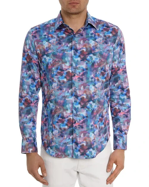 Robert Graham Outer Banks Printed Button Front Shirt Men's L Multi Long Sleeve