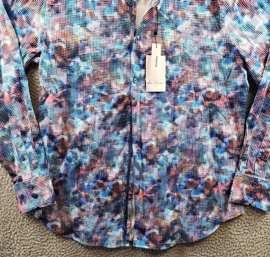 Robert Graham Outer Banks Printed Button Front Shirt Men's L Multi Long Sleeve