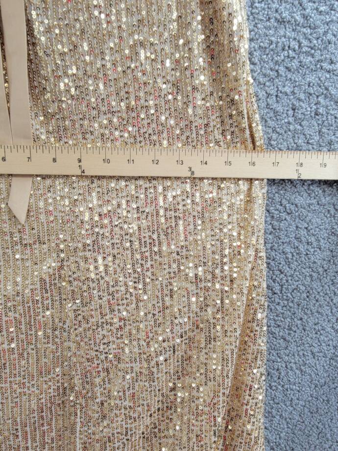 kensie Sequined-Mesh Sleeveless Shift Dress Women's 2 Gold Back Neck Tie Closure