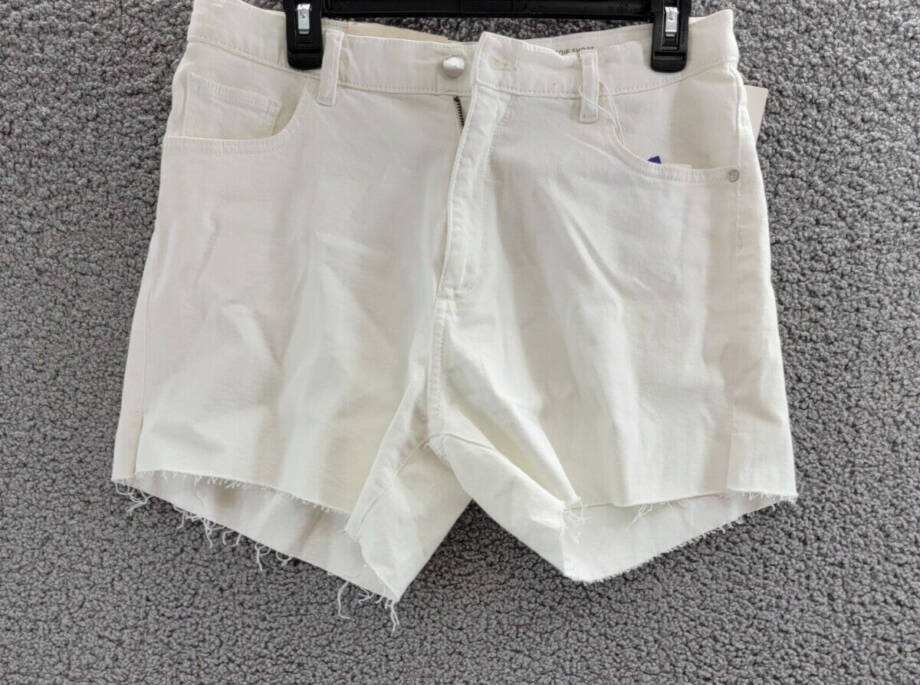 DL1961 Zoie Cutoff Denim Shorts Women's 29 White Frayed Hem Button Zip Closure
