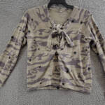 Monrow Printed Lace Up Sweatshirt Women's XS Multicolor Long Sleeve Pullover