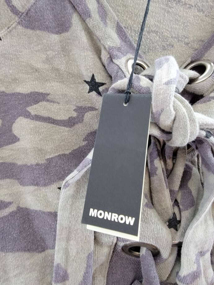 Monrow Printed Lace Up Sweatshirt Women's XS Multicolor Long Sleeve Pullover