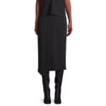 NIC+ZOE Cascade Asymmetric A-Line Skirt Women's S Black Elastic Waist Pull On
