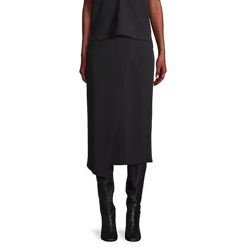 NIC+ZOE Cascade Asymmetric A-Line Skirt Women's S Black Elastic Waist Pull On