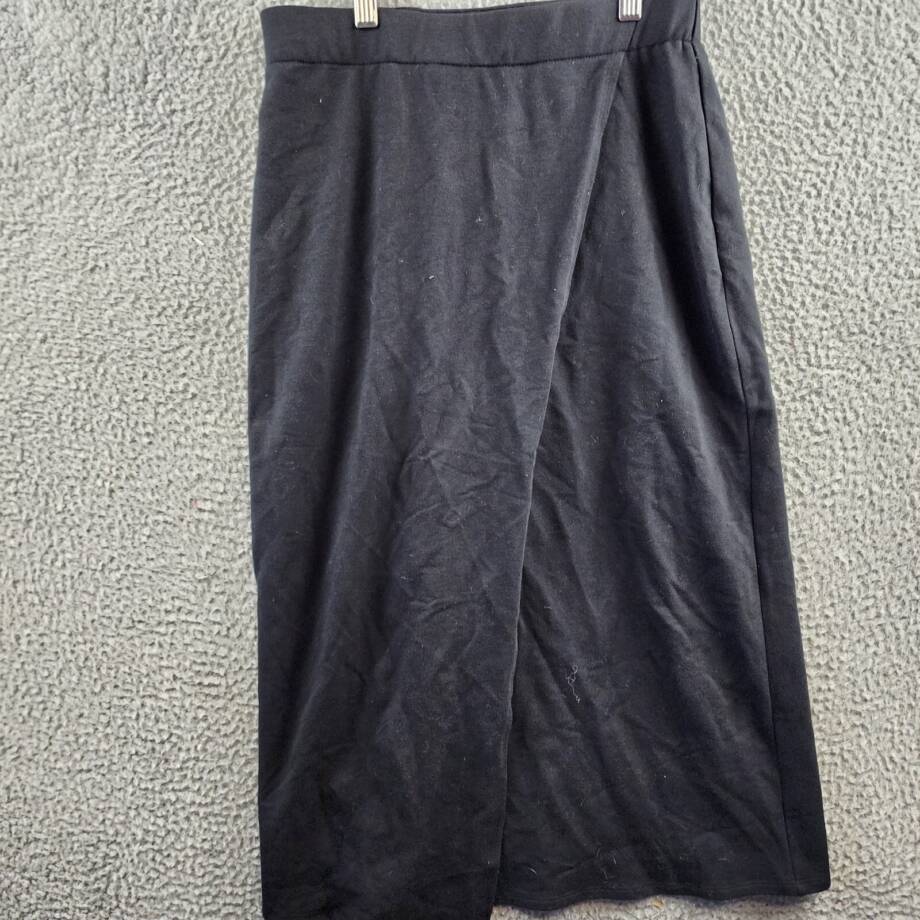 NIC+ZOE Cascade Asymmetric A-Line Skirt Women's S Black Elastic Waist Pull On