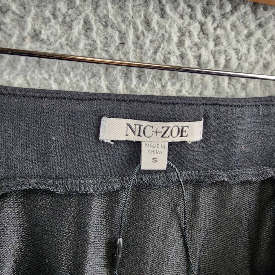 NIC+ZOE Cascade Asymmetric A-Line Skirt Women's S Black Elastic Waist Pull On