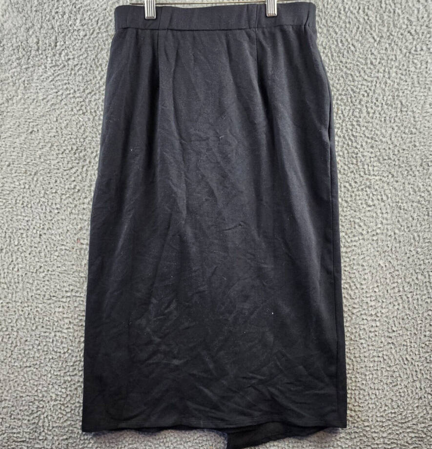 NIC+ZOE Cascade Asymmetric A-Line Skirt Women's S Black Elastic Waist Pull On