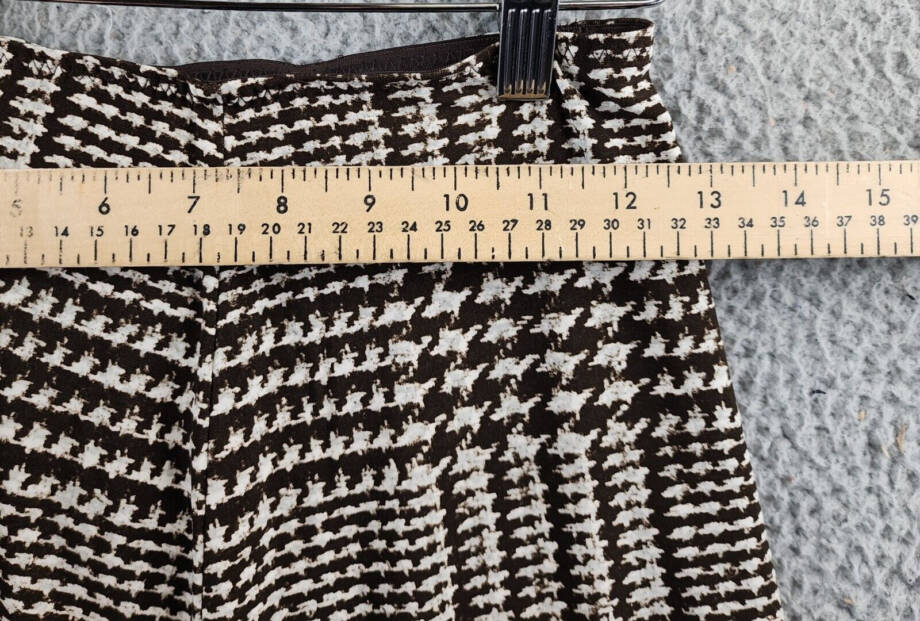 Norma Kamali Side Slit Mini Skirt Women's S/32 Chocolate Glenn Plaid Pull On