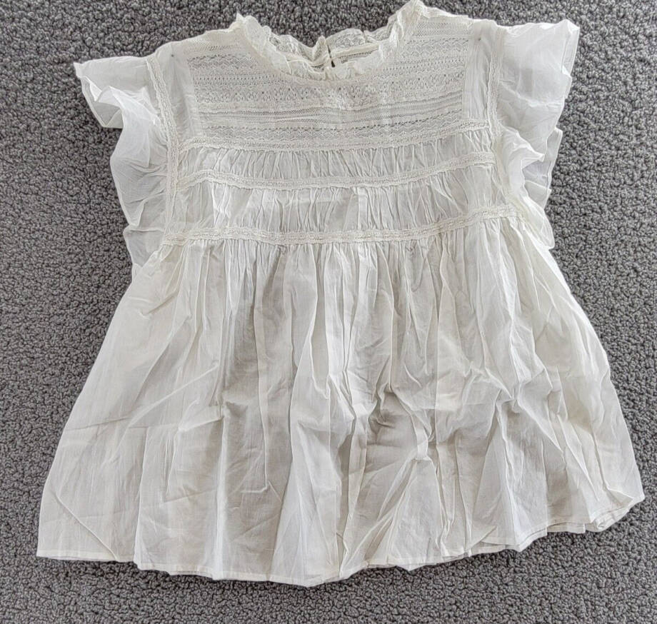Velvet by Graham & Spencer Inessa Cap Sleeve Top Women's L White Button Back S/S