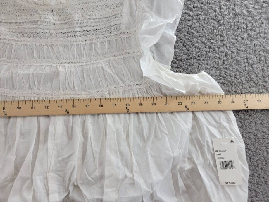 Velvet by Graham & Spencer Inessa Cap Sleeve Top Women's L White Button Back S/S